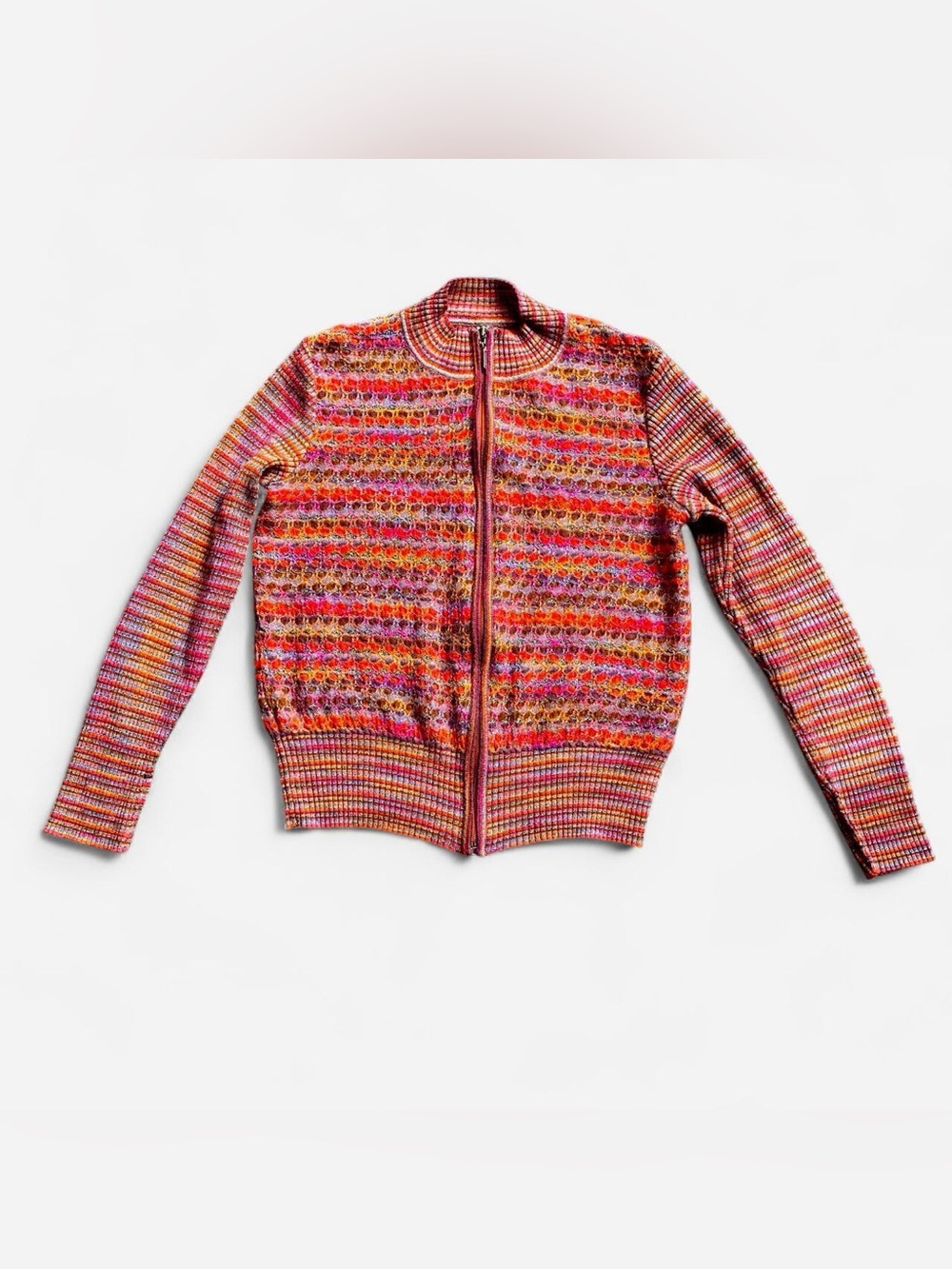 Multicolor Zip-Front Women's Sweater Jacket